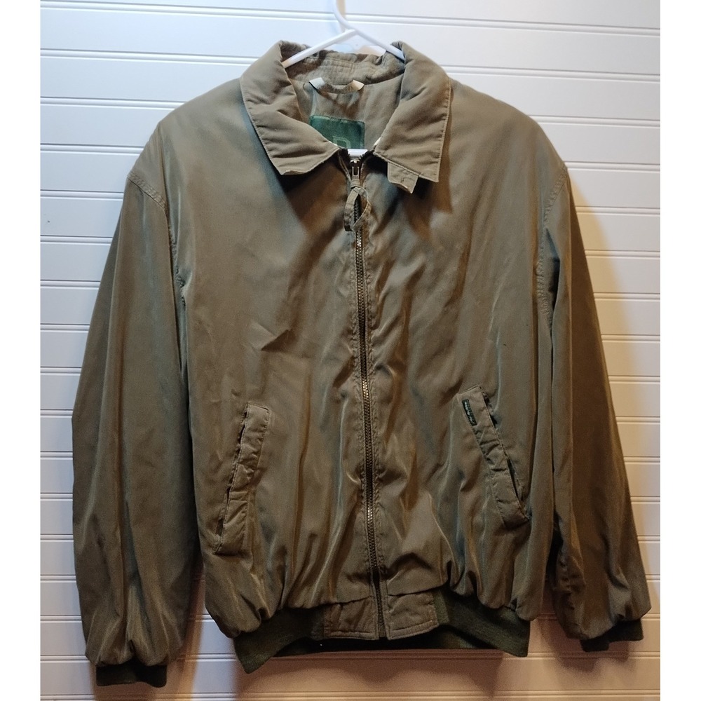 Weatherproof Mens Golf Bomber Jacket Olive Green Microfiber Full Zip Size Medium